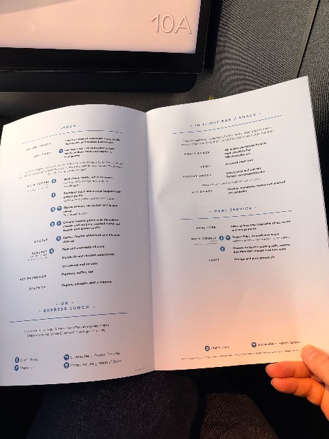 Menu Card on Air France, CDG to MIA