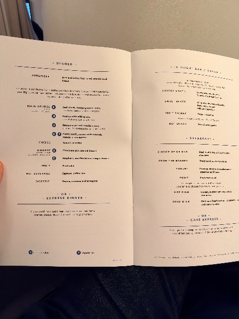 Menu Card on Air France, MIA to CDG
